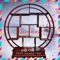 Kệ mini tròn gia dụng gỗ gõ cỡ khủng - kệ bày đồ gỗ cao 67 ngang 60 sâu 15