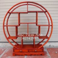 Kệ mini tròn gia dụng gỗ gõ cỡ khủng-kệ bày đồ gỗ cao 67 ngang 60 sâu 15