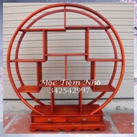 Kệ mini tròn gia dụng gỗ gõ cỡ khủng - kệ bày đồ gỗ cao 67 ngang 60 sâu 15