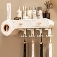 Kệ Mới Sáng Tạo Treo Tường Bàn Chải Đánh Răng Giá Đỡ Không Đục Lỗ Nước súc Miệng Cốc Điện Nhà Bộ Bảo Quản Tiện Ích