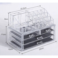 Kệ Mỹ Phẩm 4 Tầng Nhựa Mica Có Ngăn Kéo, Khay Đựng Đồ Trang Điểm Đa Năng 24x14x19cm