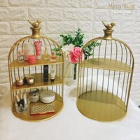 Kệ Mỹ Phẩm Hình Lồng Chim 3 Tầng Sơn Tĩnh Điện Màu Vàng - Deco Trang Trí Nhà Cửa