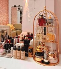 Kệ Mỹ Phẩm Lồng Chim Vàng 3 Tầng Sang Trọng Để Mỹ Phẩm - Trang Trí - Trưng Bánh Kẹo