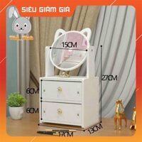Kệ Mỹ Phẩm Mini❣️ Kệ Để Đồ Trang Điểm Có Kèm Gương Tai Mèo Dễ Thương Cam
