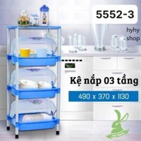 Kệ nắp 3 tầng 5552-3, Kệ trạn úp chén bát có nắp đậy Việt Nhật