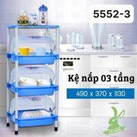 Kệ nắp 3 tầng 5552-3, Kệ úp chén bát có nắp đậy Việt Nhật cao cấp