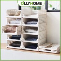 Kệ Ngăn Kéo [Ollyhome] Kệ Đựng Đồ Phân Chia Tủ Quần Áo, Đồ Dùng Gấp Gọn Thông Minh Size M Phong Cách Hàn Quốc ST39