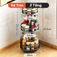 Kệ nhà bếp 3 tầng để đồ gia vị chất thép chắc chắn không gỉ kệ xoay 3 tầng X513