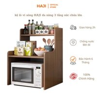 Kệ nhà bếp 3tầng giúp lưu trữ và sắp xếp vật dụng bếp khoa học Kệ đa năng HAJI khung gỗ bền đẹp chống ẩm dễ vệ sinh A186