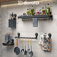 Kệ nhà bếp đa năng 5 món DOROTA treo khăn giấy giá cài dao kệ gia vị dán tường AW691-6
