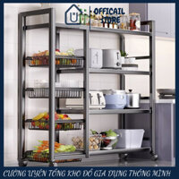 Kệ nhà bếp để đồ đa năng kệ lò vi sóng thông minh ,Chất liệu thép carbon không rỉ, có bánh xe để nồi cơm điện lò nướng