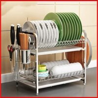 Kệ nhà bếp úp chén, bát, đĩa INOX 2-3 tầng. Kệ 2T R56 x C39 x S26 cm. 3T R56 x C61 x S26 cm.