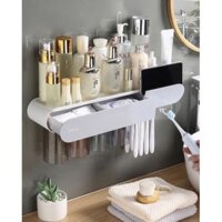 Kệ nhả kem 4 cốc ECOCO, cắm bàn chải, kệ để đồ có ngăn kéo từ tính không khoan tường mẫu mới|Kệ nhà tắm thông minh 2123