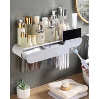 Kệ nhả kem 4 cốc ECOCO, cắm bàn chải, kệ để đồ có ngăn kéo từ tính không khoan tường mẫu mới|Kệ nhà tắm thông minh 2123