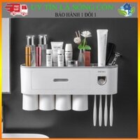 Kệ Nhả Kem Đánh Răng Tự Động Có Cốc Đế Từ Hút Ngược l Giá Đựng Bàn Chải Nhả Kem Đánh Răng Kèm Gắn Tường Siêu Chắc HOTTTT