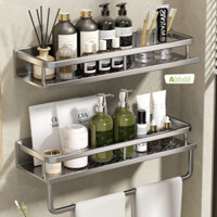 Kệ nhà tắm AKICHI đựng đồ đa năng, treo tường bằng keo không cần khoan, Nhôm cao cấp chống gỉ sét