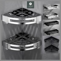 Kệ nhà tắm inox 304 chữ nhật dán góc tường tĩnh điện, kệ để đồ nhà tắm kèm móc treo đa năng  ASSEL
