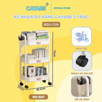 Kệ nhựa 3 tầng CAYABE - Kệ nhà bếp - Kệ nhựa nhà tắm, kệ để đồ phòng tắm - Kệ bỉm sữa cho bé heo con