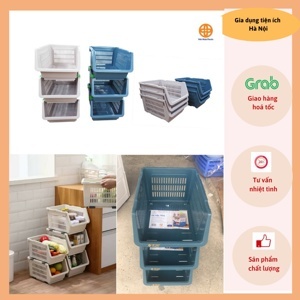 Kệ nhựa 3 tầng plastic có bánh xe đựng đồ