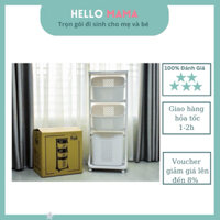 Kệ nhựa 3 tầng Việt Nhật có bánh xe- dùng để đựng quần áo ,tã , khăn thay tã, dụng cụ vệ sinh hoặc đồ chơi )-Hellomama*