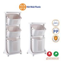 Kệ nhựa 3 tầng Việt Nhật Plastic có giỏ đựng đồ tiện lợi 5567-3