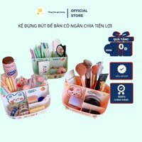 Kệ Nhựa 6 Ngăn Đựng Bút (Kèm Sticker) - Mỹ Phẩm - Đồ Trang Điểm - Hộp Bút Để Bàn Có Ngăn Chia Tiện Lợi Cao Cấp MTA-MART