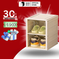 Kệ Nhựa Đựng Giày Gấp Gọn, Tủ Đựng Giày Dép SHOE BOX 2 tầng 9101-2 [BẢO HÀNH 3 NĂM], Hộp Giày Gấp Gọn Thông Minh