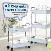 Kệ nhựa khung INOX 304 đựng đồ có bánh xe 2-3 tầng, Kệ để đồ nhà tắm, nhà bếp. Khay chứa đồ đa năng