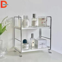 Kệ nhựa trắng 3 tầng viền inox để bàn, kệ mini để bàn đựng đồ đa năng kiểu dáng đơn giản.