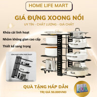 Kệ Nồi Chảo, Kệ Để Xoong Nồi Nhiều Tầng, Kệ Để Nồi 2 Bên, Có Úp Vung Lắp Ghép Tiện Lợi