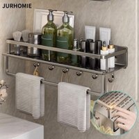 Kệ Phòng Tắm JURHOMIE, Giá Để Đồ Dầu Gội Không Khoan, Giá Để Đồ Tắm, Giá Treo Tường Đa Năng Góc Nhôm Tắm Nhà Bếp