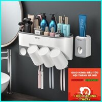 ₪✥✒Kệ Phòng Tắm OENON,Giá Treo Bàn Chải Kem Đánh Răng Kèm 3 Cốc Dán Tường - OE041