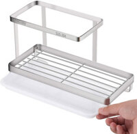 Kệ rổ đựng dụng cụ rửa chén Inox 304 HOBBY KRC2 dán tường gạch men - có keo dán tường và khay hứng nước