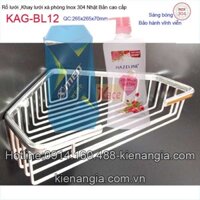 Kệ rổ góc lớn 265 x 265 mm ,khay lưới inox 304 Nhật Bản KAG-BL12