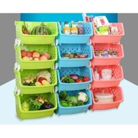 KỆ RỔ NHỰA 4 TẦNG SIÊU CHẮC CHẮN ĐỰNG ĐỒ DÙNG NHÀ BẾP, ĐỒ CHƠI - DỄ THÁO LẮP , DỄ LAU CHÙI - SẮP XẾP KHÔNG GIAN SỐNG GỌN