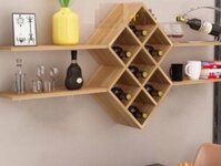 Kệ rượu đẹp gỗ treo tường giá rẻ TRG35