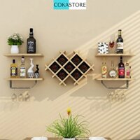 Kệ Rượu Treo Tường COKASTORE Trang Trí Phòng Khách Hiện Đại, Tặng Kèm Phụ Kiện và 2 Giá Treo Ly Cao Cấp (KR06)