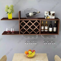 Kệ rượu treo tường trang trí phòng khách phòng ăn gỗ MDF nhập khẩu cao cấp dễ dàng lắp ghép MS02 - Nội thất HD