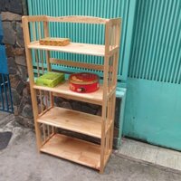 Kệ sách 4 tầng, sâu 28cm, ngang 80cm , cao120cm, gỗ cao su bóng đẹp, màu tự nhiên, đã xử lý tẩm sấy.