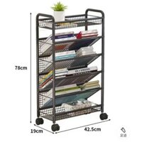 Kệ sách có bánh xe 5 tầng