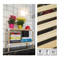 Kệ Sách Đa Năng 2 Tầng Gỗ Thông Mỹ 60x25x45CM, Kệ Để Đồ Đầu Giường, Kệ Gỗ Decor Tổ Ong, Kệ Bếp