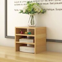 Kệ sách để bàn 3 tầng, giá sách mini kệ đa năng gỗ MDF phủ Melamin decor góc học tập, làm việc 25x20x28 TAGO ND11 - Vân gỗ
