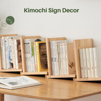 Kệ sách để bàn bằng gỗ tự nhiên nguyên tấm decor bàn học, bàn làm việc Kimochi Sign