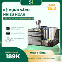 Kệ sách để bàn để sách vở tài liệu nhiều ngăn SHOME kệ sách làm bằng sắt sơn tĩnh điện không gỉ để sách vở,dụng cụ