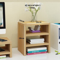 Kệ Sách Để Bàn Thiết Kế 3 Tầng Cao Cấp, Chất Liệu Ván MDF, Decor Trang Trí Sách Vở, Tài Liệu, Màu Gỗ Tự Nhiên 26*16*28cm