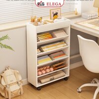 Kệ sách để sàn có bánh xe, kệ đa năng 6 tầng văn phòng gỗ MDF chắc chắn thương hiệu ELEGA - GP189