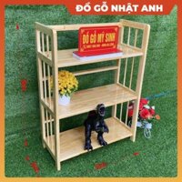 Kệ sách giá gỗ cao su tự nhiên 3 tầng để giày dép túi sách kệ đa năng, Đồ gỗ nội thất NHẬT ANH