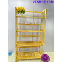 Kệ sách giá gỗ cao su tự nhiên 4 tầng để giày dép túi sách kệ đa năng gia đinh, Đồ gỗ HỘI THẢO