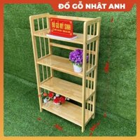 Kệ sách giá gỗ cao su tự nhiên 4 tầng để giày dép túi sách kệ đa năng phòng ngủ, Đồ gỗ NHẬT ANH