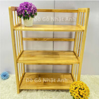 Kệ sách giá gỗ cao su tự nhiên 3 tầng để giày dép túi sách kệ đa năng, Đồ gỗ nội thất NHẬT ANH